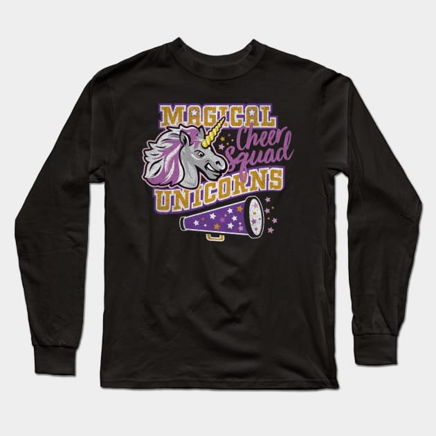 Magical Unicorns Cheer Squad Shirt Cute Unicorn Cheerleaders Long Sleeve T-Shirt by spacedust